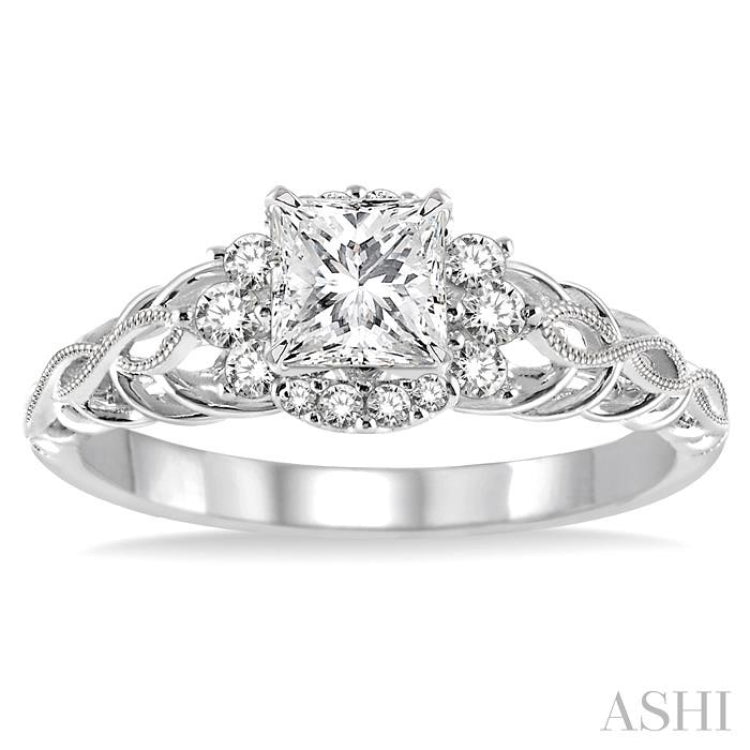 Princess Shape Halo Diamond Engagement Ring