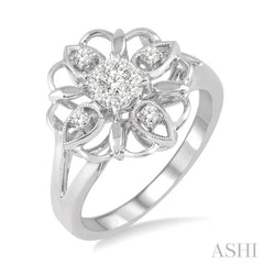 Round Shape Lovebright Diamond Flower Fashion Ring