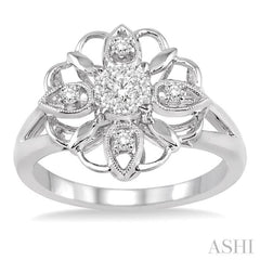 Round Shape Lovebright Diamond Flower Fashion Ring