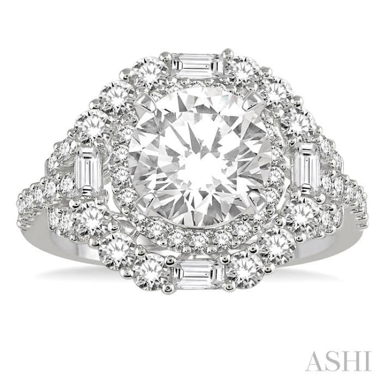 Round Shape Semi-Mount Halo Diamond Engagement Ring