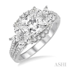 Princess Shape Semi-Mount Diamond Engagement Ring