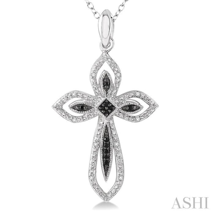 Silver Cross Black Diamond Pendant