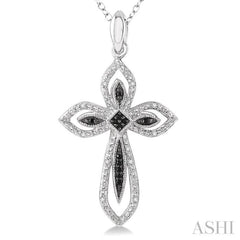 Silver Cross Black Diamond Pendant