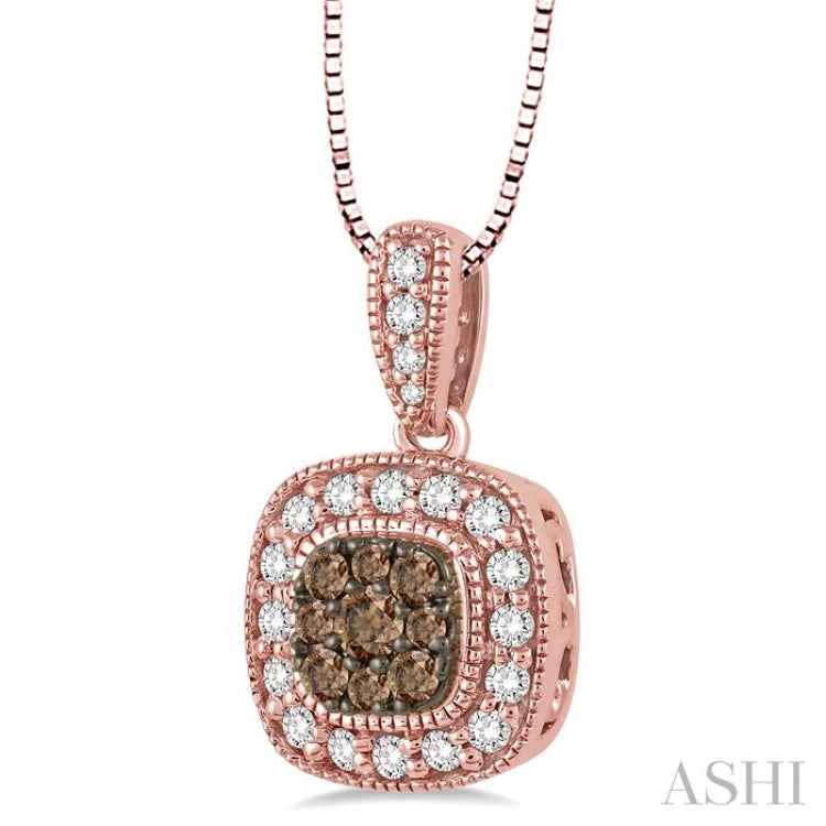 Cushion Shape Champagne Halo Diamond Fashion Pendant