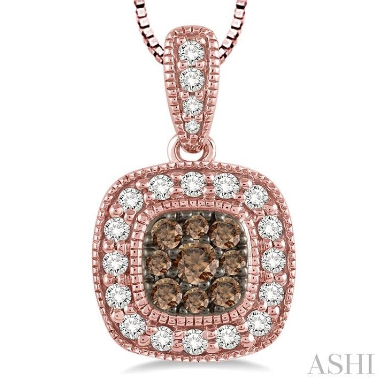 Cushion Shape Champagne Halo Diamond Fashion Pendant