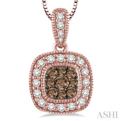 Cushion Shape Champagne Halo Diamond Fashion Pendant