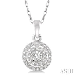 1/5 Ctw Round Cut Diamond Fashion Pendant in 14K White Gold with Chain