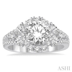 Round Shape Semi-Mount Halo Diamond Engagement Ring