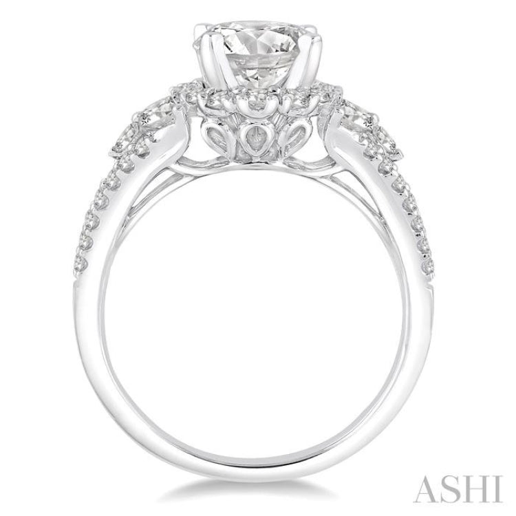 Round Shape Semi-Mount Halo Diamond Engagement Ring