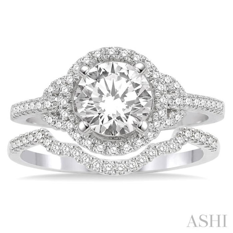 Round Shape Halo Diamond Wedding Set