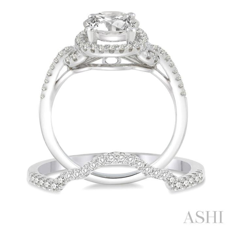 Round Shape Halo Diamond Wedding Set