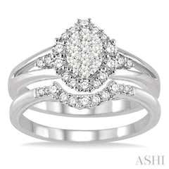 Oval Shape Halo Lovebright Diamond Wedding Set