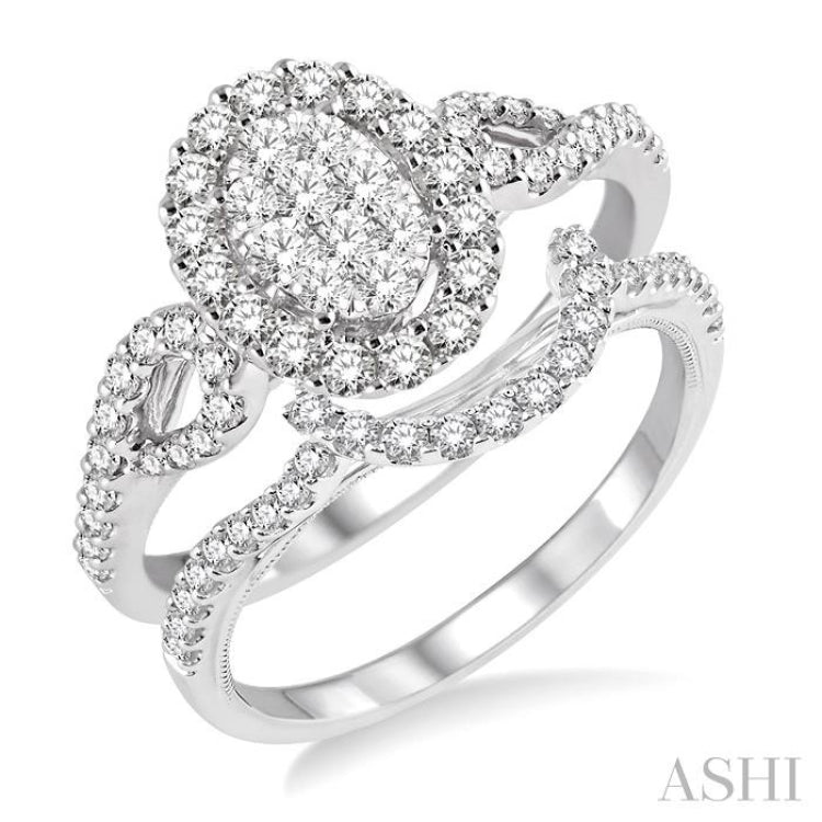 Oval Shape Halo Lovebright Diamond Wedding Set