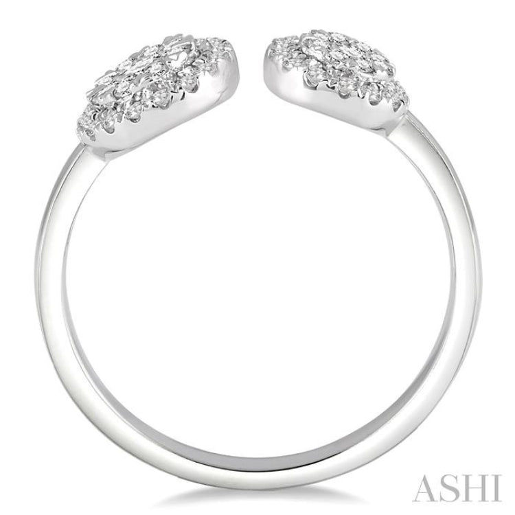 2 Stone Halo Lovebright Diamond Fashion Open Ring