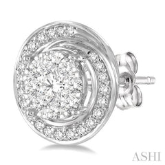 Round Shape Halo Lovebright Diamond Earrings