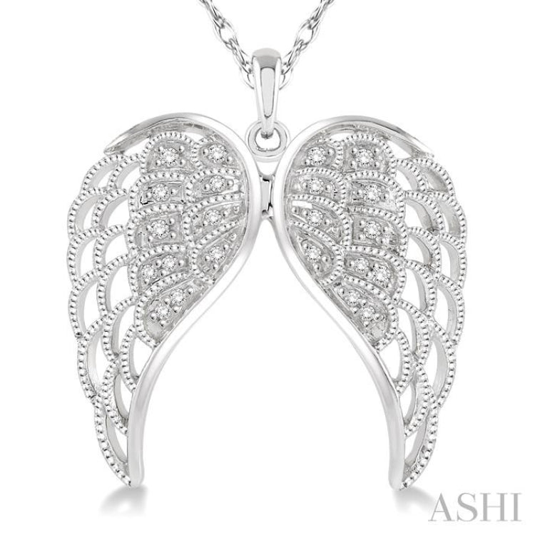 Silver Angel Wings Diamond Fashion Pendant