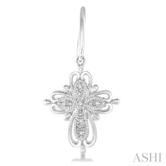 Silver Cross Diamond Fashion Earrings