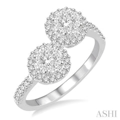 2 Stone Halo Lovebright Diamond Fashion Ring