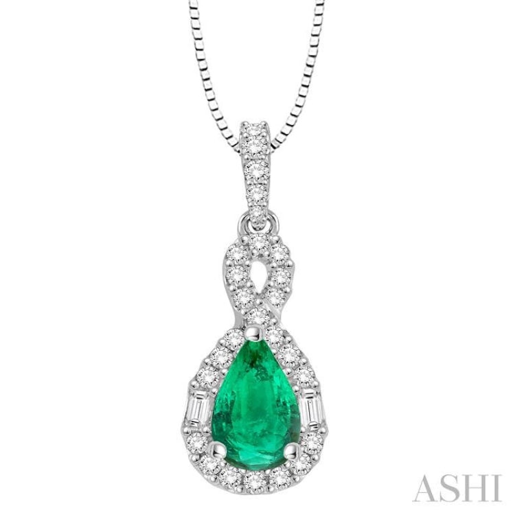 Pear Shape Gemstone & Halo Diamond Pendant