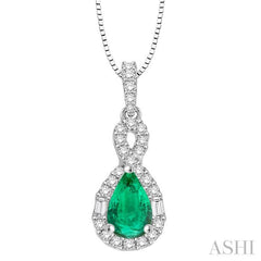 Pear Shape Gemstone & Halo Diamond Pendant