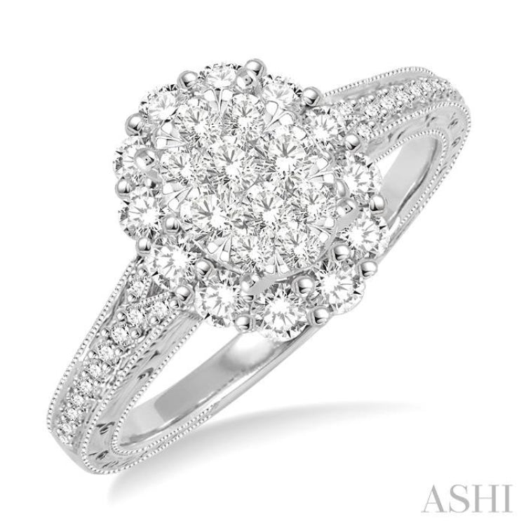 Oval Shape Halo Lovebright Diamond Ring