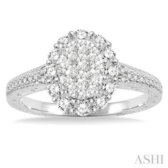 Oval Shape Halo Lovebright Diamond Ring