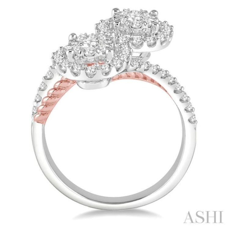 2 Stone Halo Lovebright Diamond Fashion Ring