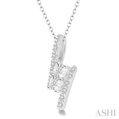 Silver 2 Stone Diamond Pendant