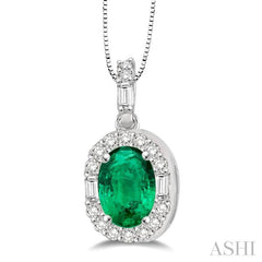 Oval Shape Gemstone & Halo Diamond Pendant