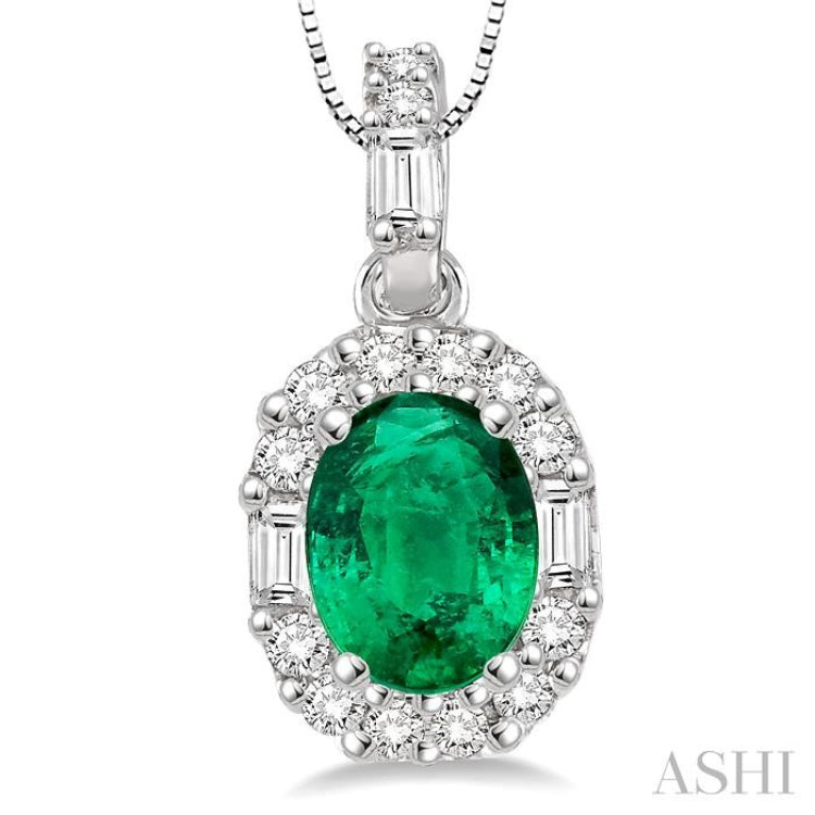 Oval Shape Gemstone & Halo Diamond Pendant