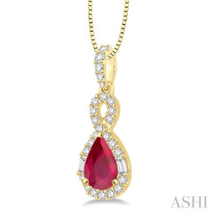 Pear Shape Gemstone & Halo Diamond Pendant