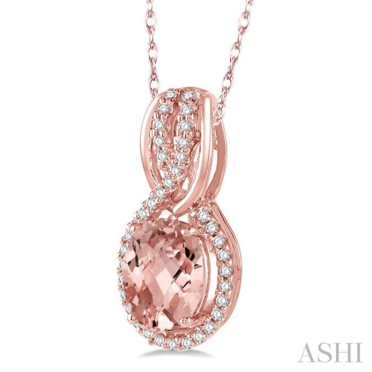 Oval Shape Gemstone & Halo Diamond Pendant