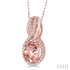 Oval Shape Gemstone & Halo Diamond Pendant