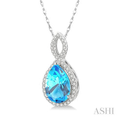 Pear Shape Gemstone & Halo Diamond Pendant