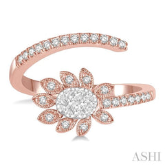 Oval Shape Lovebright Diamond Fashion Open Ring