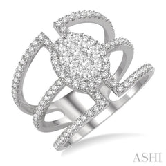 Oval Shape Halo Lovebright Diamond Fashion Ring