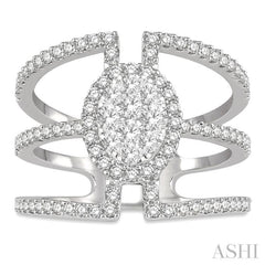 Oval Shape Halo Lovebright Diamond Fashion Ring