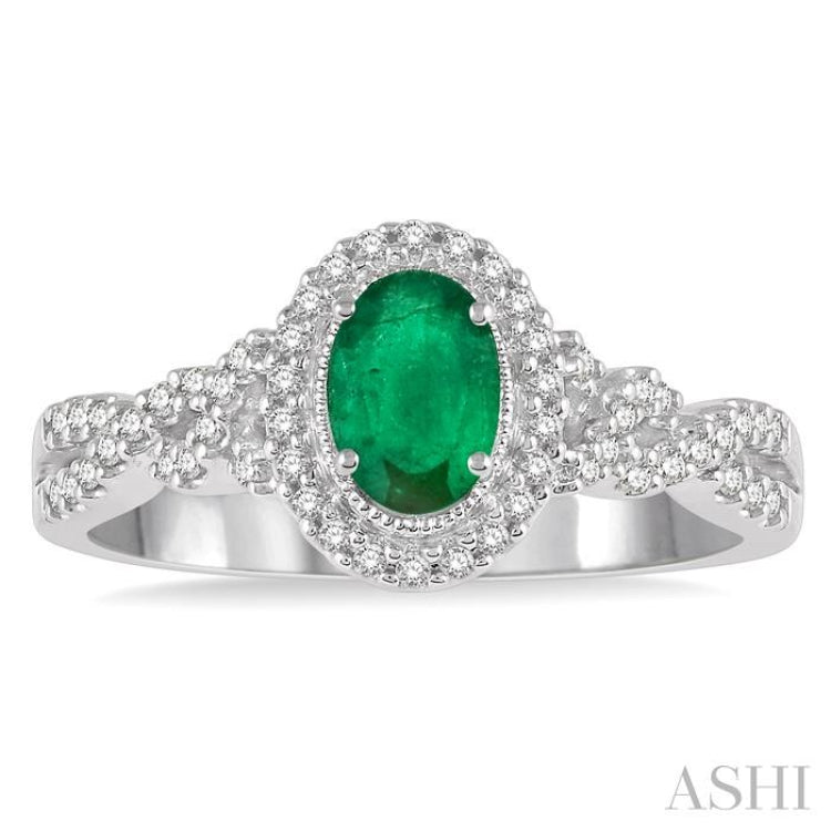 Oval Shape Gemstone & Halo Diamond Ring