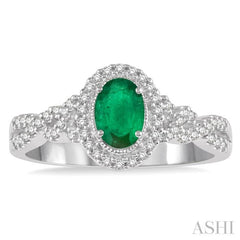 Oval Shape Gemstone & Halo Diamond Ring