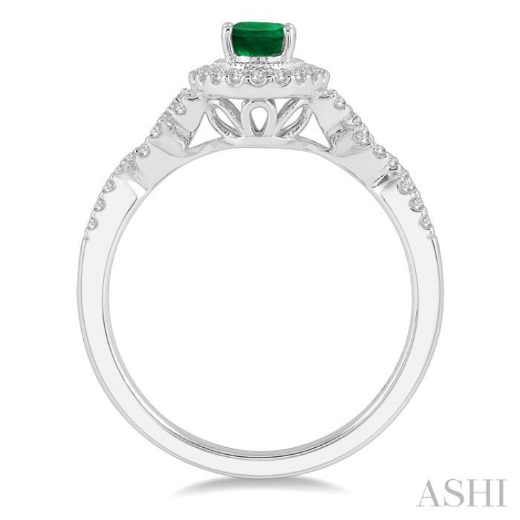 Oval Shape Gemstone & Halo Diamond Ring