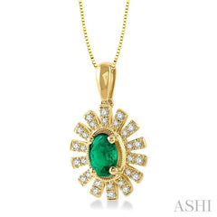 Oval Shape Gemstone & Diamond Pendant