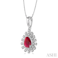 Pear Shape Gemstone & Diamond Pendant