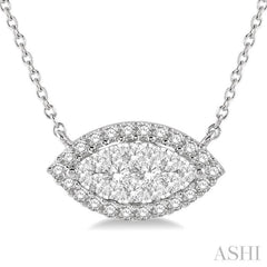 Marquise Shape East-West Halo Lovebright Essential Diamond Necklace