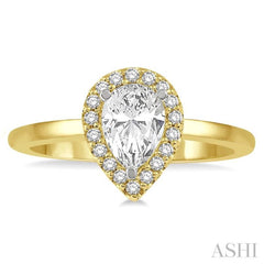 Pear Shape Semi-Mount Halo Diamond Engagement Ring