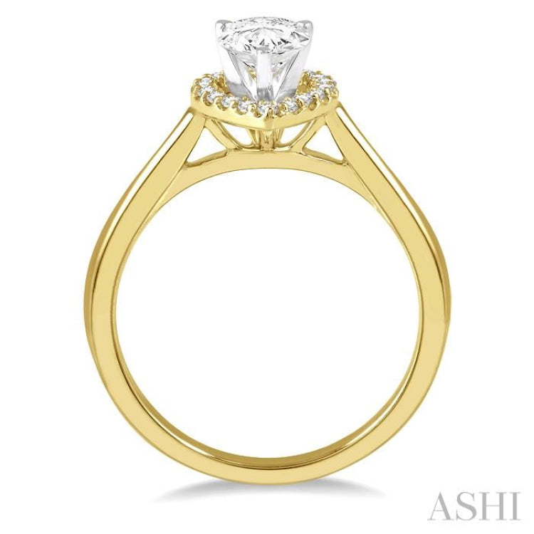 Pear Shape Semi-Mount Halo Diamond Engagement Ring