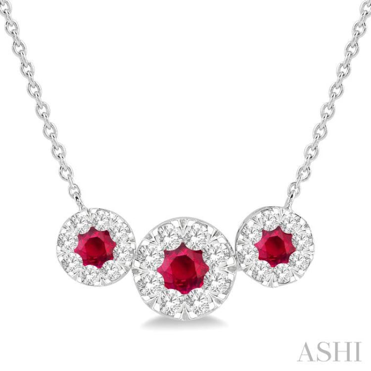 Round Shape Past Present & Future Lovebright Gemstone & Diamond Necklace