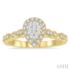 Pear Shape Halo Lovebright Diamond Engagement Ring