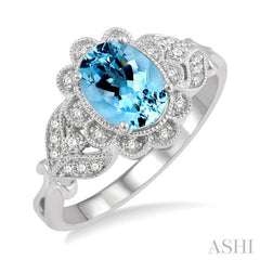 Oval Shape Gemstone & Diamond Ring