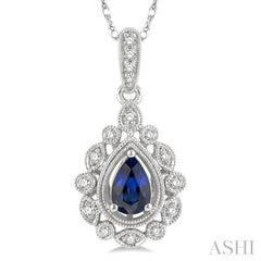 Pear Shape Gemstone & Diamond Pendant