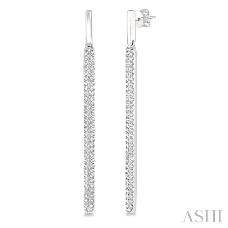 Vertical Bar Diamond Long Earrings